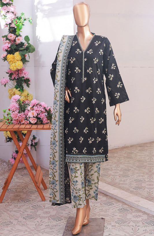 Bin Saeed Printed Lawn Stitched 3 Piece Suit - D-02 - BS25PLV6 - Black - Summer Collection