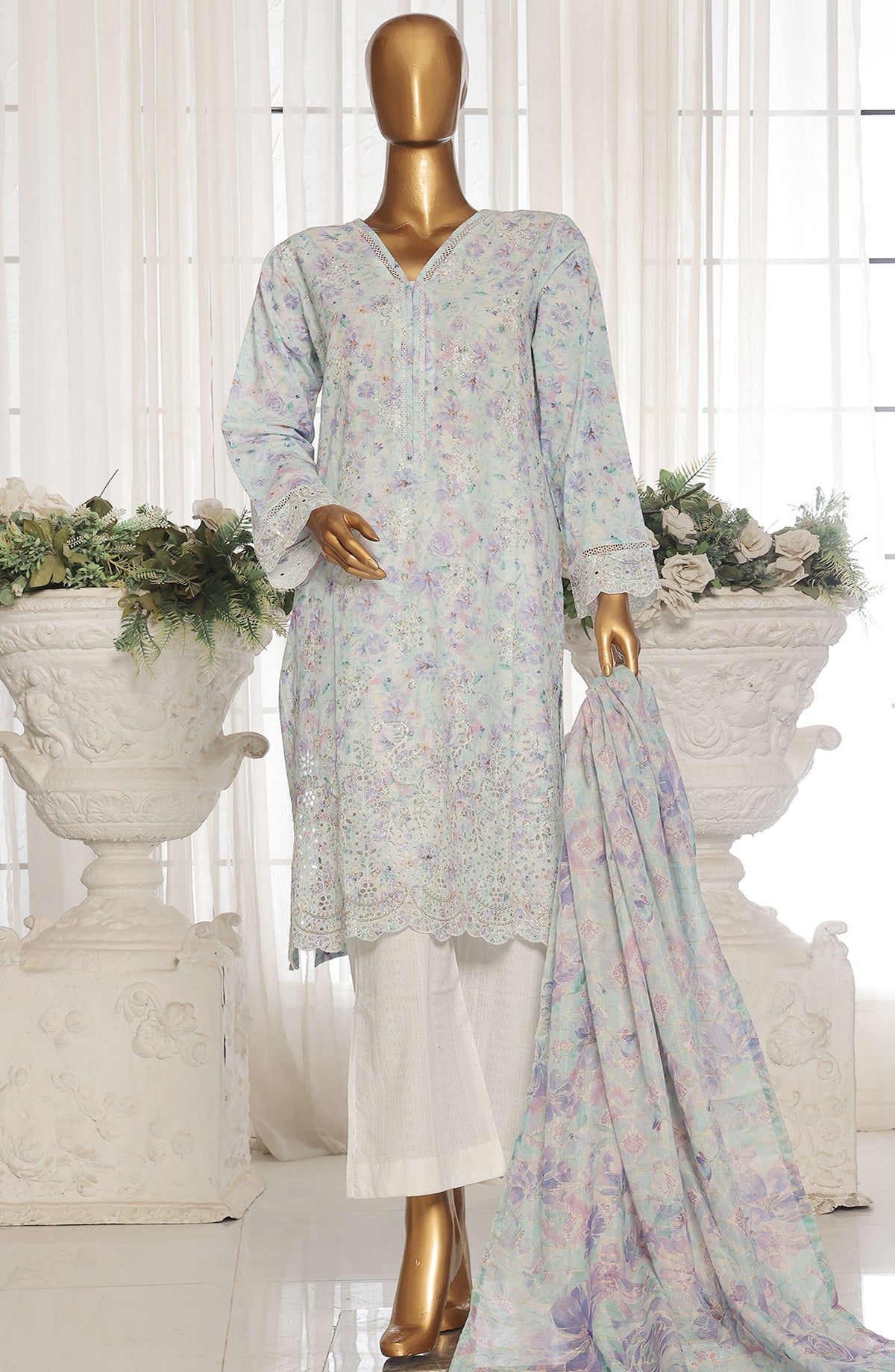 Bin Saeed Chikankari Stitched 3 Piece Suit - D-02 - BS25WNWC - Purple - Summer Collection