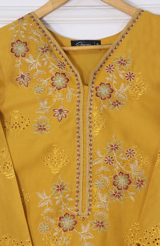 Emerge Embroidered Lawn Stitched 3 Piece Suit - D-02 - EM25CL3 - Yellow - Summer Collection