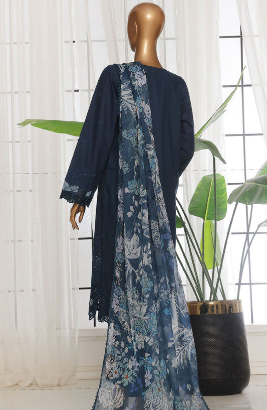 Sadabahar Chikankari Lawn Stitched 3 Piece Suit - D-02 - SBD25CLC - Blue - Summer Collection