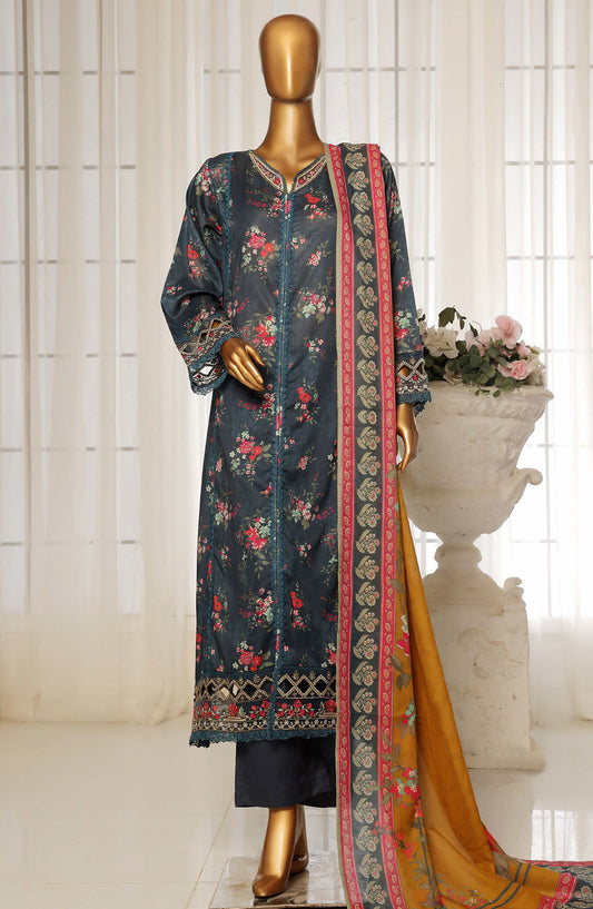 Sadabahar Embroidered Lawn Stitched 3 Piece Suit - D-02 - SBD25FC - Blue - Summer Collection