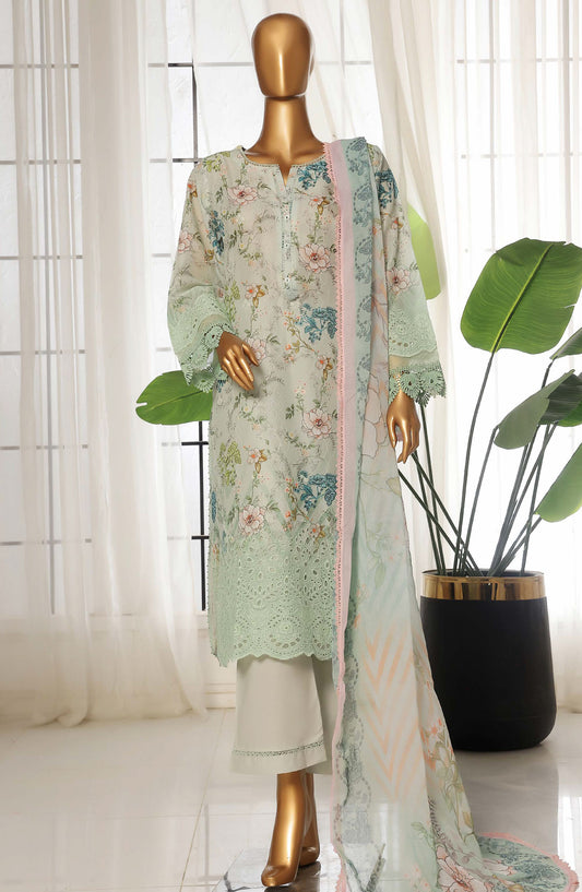 Sadabahar Chikankari Lawn Stitched 3 Piece Suit - D-02 - SBD25FC - Green - Summer Collection