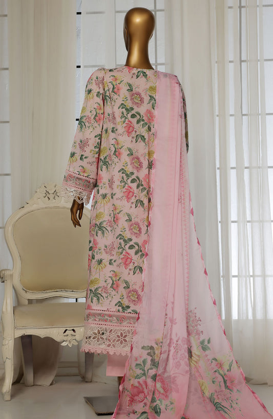 Sadabahar Embroidered Lawn Stitched 3 Piece Suit - D-02 - SBD25FCV2 - Pink - Summer Collection