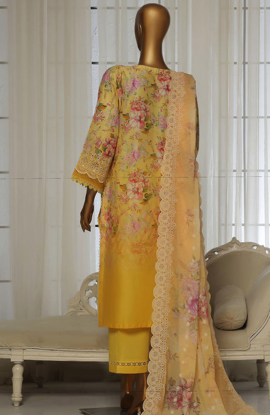 Sadabahar Chikankari Stitched 3 Piece Suit - D-02 - SBD25LFC - Yellow - Summer Collection