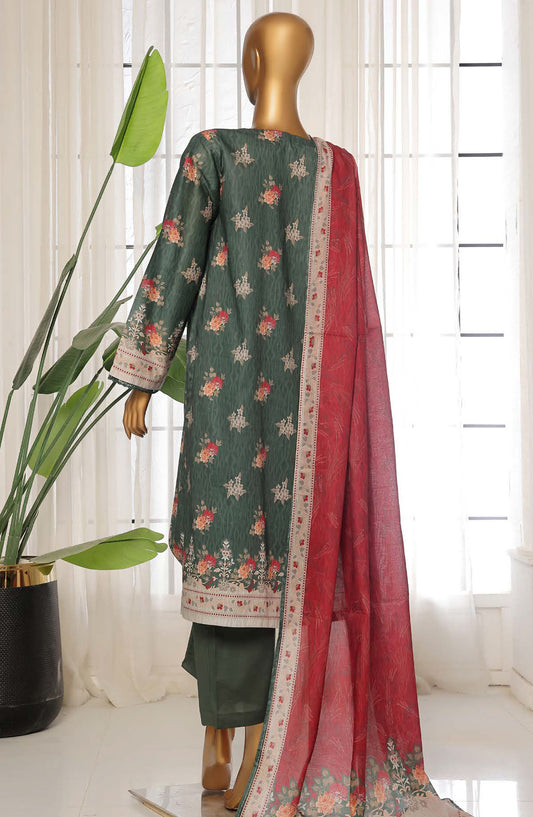 Sadabahar Printed Lawn Stitched 3 Piece Suit - D-02 - SDB25PLV3 - Green - Summer Collection