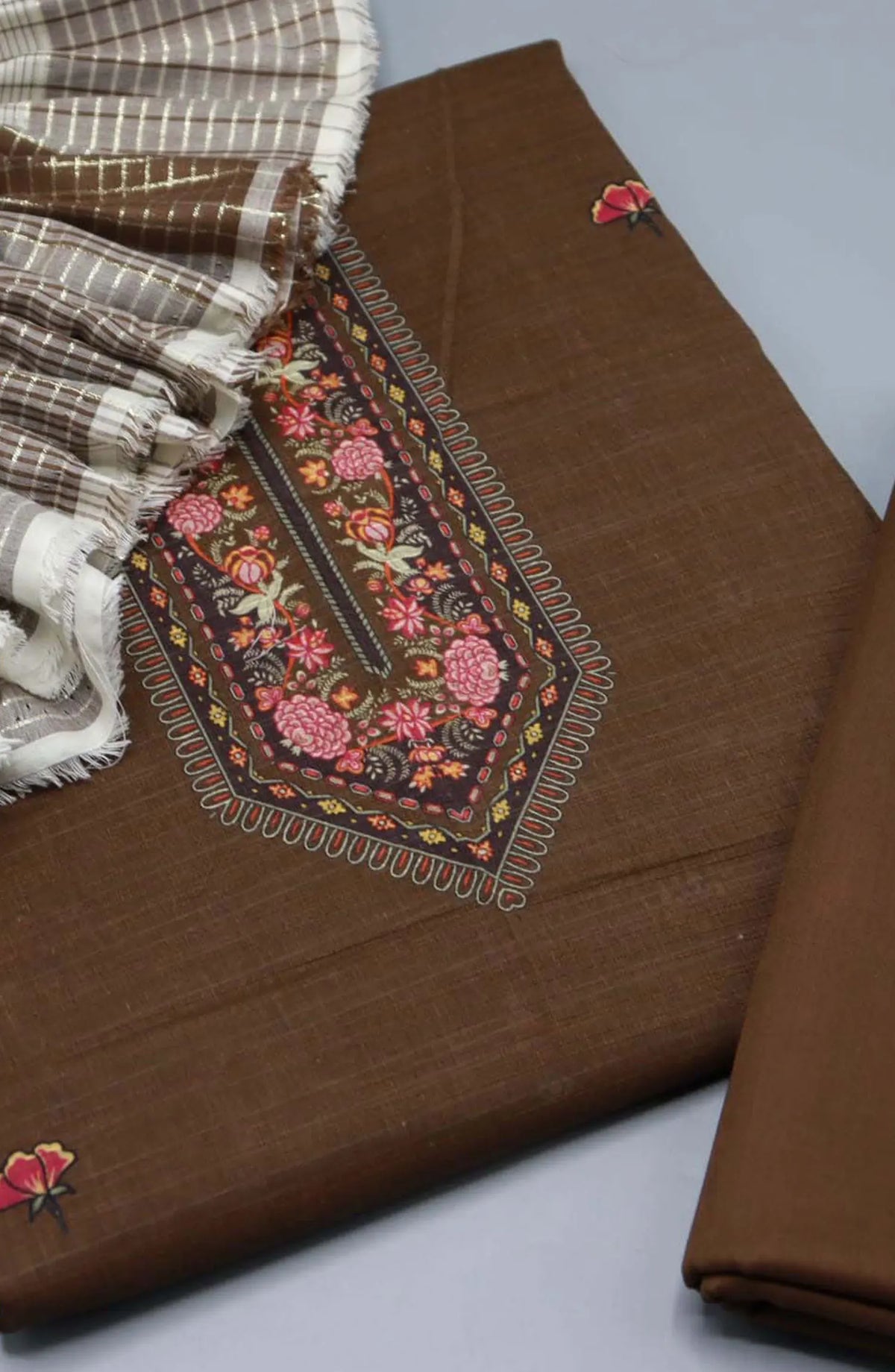 Cocktail Lawn Rangoli Check Dupatta Collection By Amna Khadija - D 02