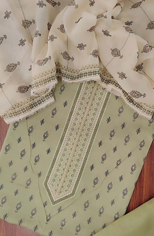 PREMIUM UNSTITCH PRINTED LAWN 3PEC WITH TILLA  DUPATTA COLLECTION - D 02
