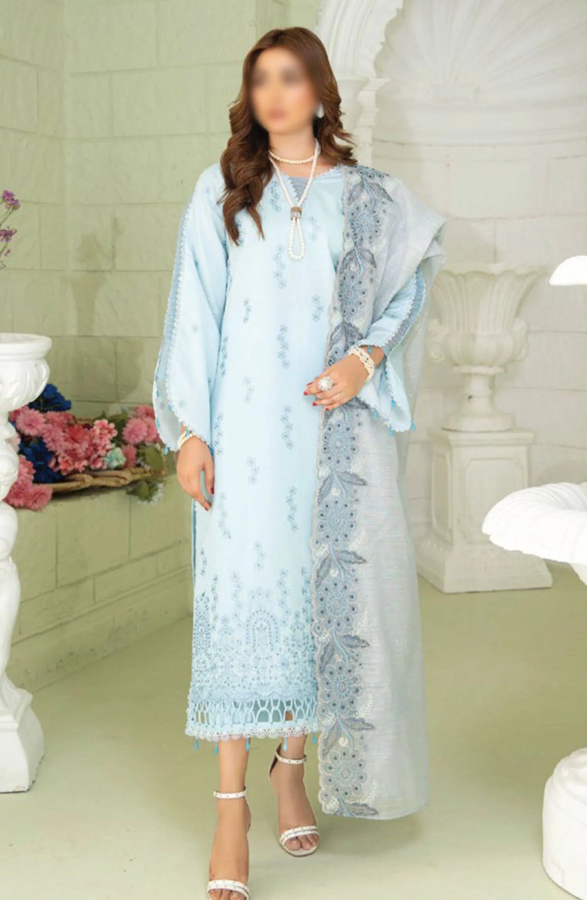 Baad- e- Baharaan Chikankari Collection with Fancy Dupatta - Design 02