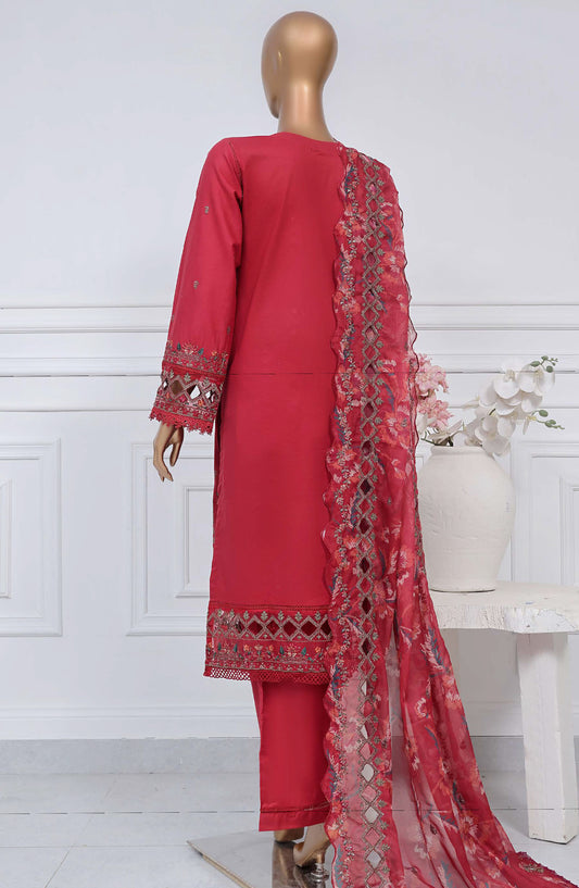 Sadabahar Embroidered Cotton Stitched 3 Piece Suit - D-02 - SB25LES - Red - Spring Collection