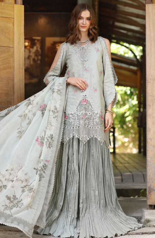 Noor by Saadia Asad Embroidered Lawn Unstitched 3 Piece Suit - D-02 A - SA25NELP - Green - Summer Collection