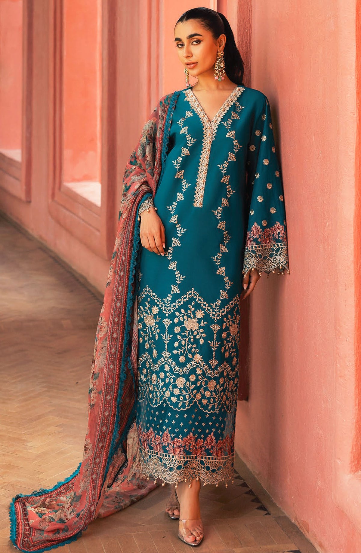 Zainab Chottani Chikankari Lawn Unstitched 3 Piece Suit - D-02A Izrah - ZBC25CL - Blue - Summer Collection