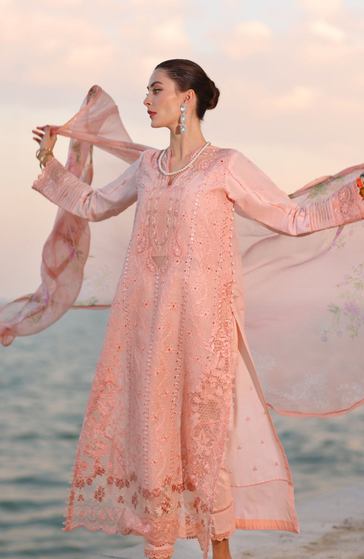 Noor by Saadia Asad Embroidered Lawn Unstitched 3 Piece - D-03-B - SA25ELL - Pink - Summer Collection