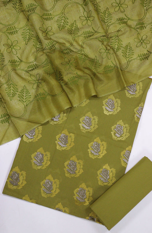 Saanjh by Amna Khadija Embroidered Lawn Unstitched 3 Piece Suit - D-03 - AM25SAAEL - Green - Summer Collection