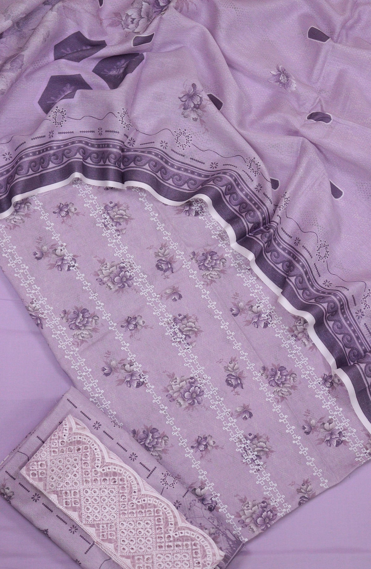 Zehra by Amna Khadija Chikankari Lawn Unstitched 3 Piece Suit - D-03 - AM25ZCL - Purple - Summer Collection