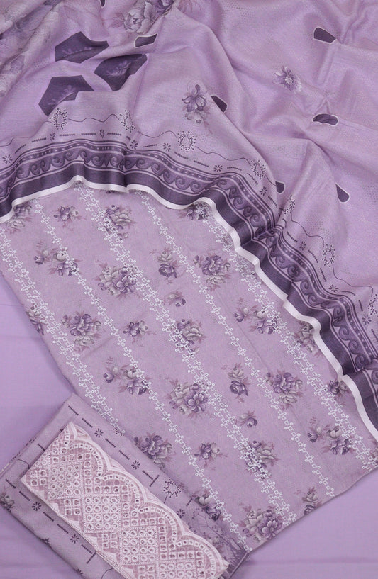 Zehra by Amna Khadija Chikankari Lawn Unstitched 3 Piece Suit - D-03 - AM25ZCL - Purple - Summer Collection