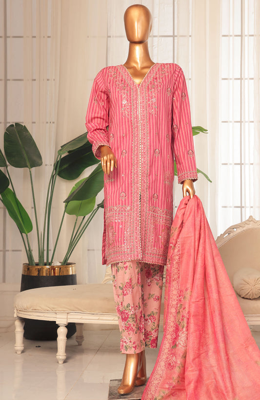 Bin Saeed Embroidered Stitched 3 Piece Suit - D-03 - BS25EKK - Pink - Summer Collection
