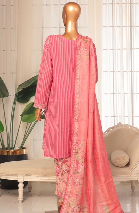 Bin Saeed Embroidered Stitched 3 Piece Suit - D-03 - BS25EKK - Pink - Summer Collection