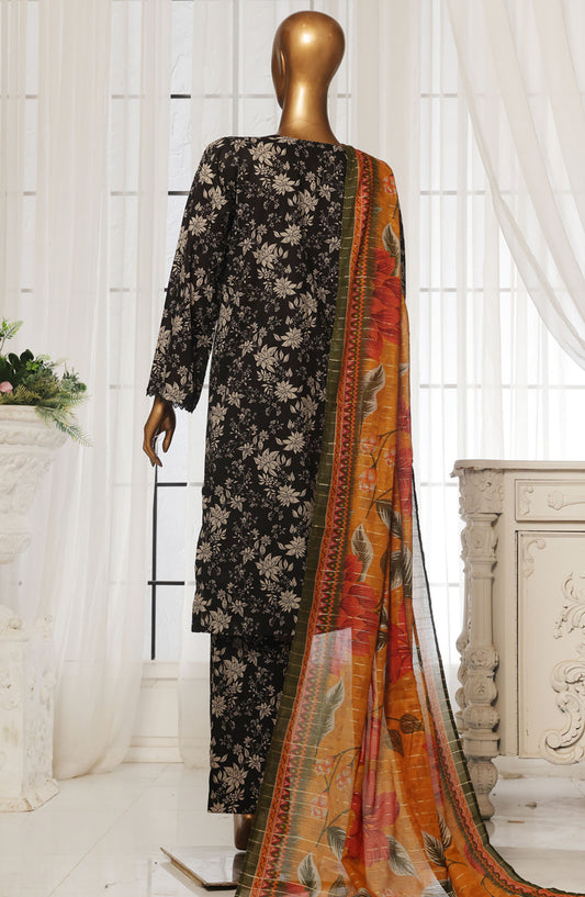 Bin Saeed Printed Lawn Stitched 3 Piece Suit - D-03 - BS25EPLV4 - Black - Summer Collection
