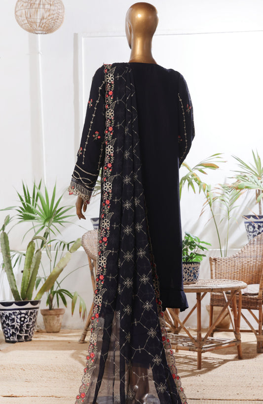 Bin Saeed Embroidered Chiffon Stitched 3 Piece Suit - D-03 - BS25L3PCCC - Black - Festive Collection