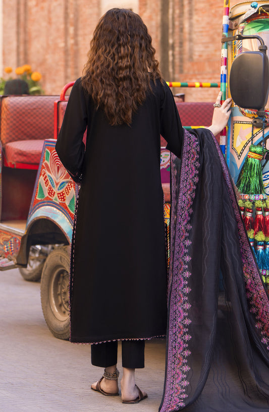Bazaar by Casual Lite Embroidered Lawn Stitched 3 Piece Suit - D-03 - CL25BSV2 - Black - Summer Collection