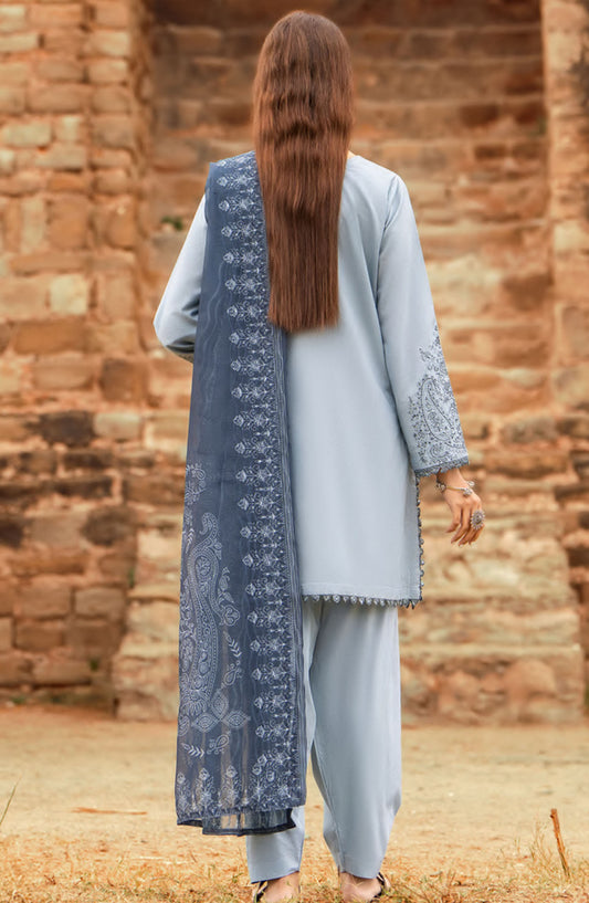 Casual Lite Embroidered Lawn Stitched 3 Piece Suit - D-03 - CL25ITS - Blue - Summer Collection