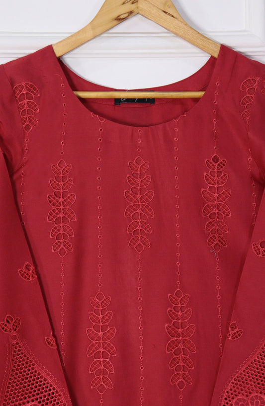 Emerge Embroidered Lawn Stitched 3 Piece Suit - D-03 - EM25CL3 - Red - Summer Collection