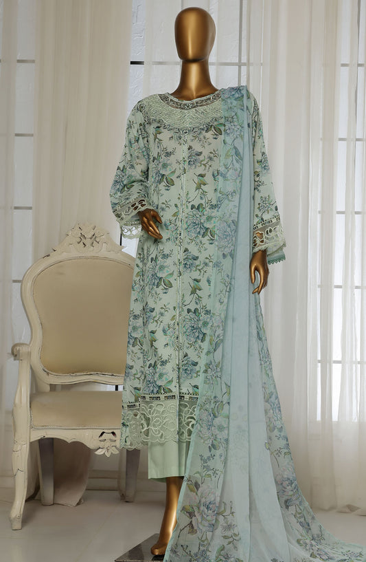 Sadabahar Embroidered Lawn Stitched 3 Piece Suit - D-03 - SBD25FCV2 - Green - Summer Collection