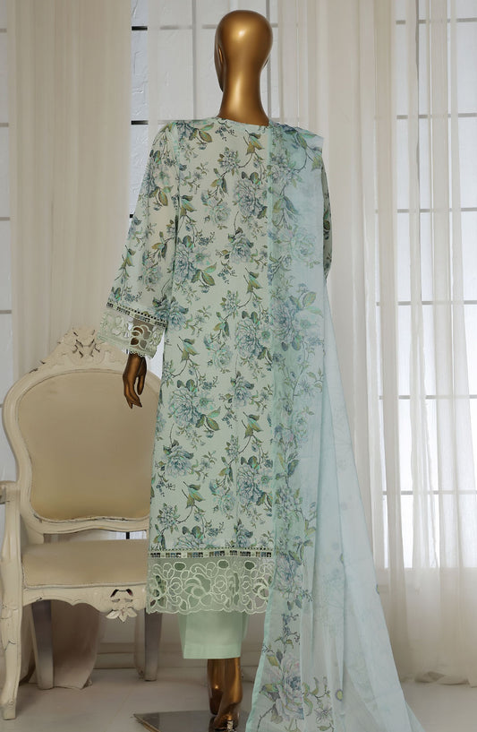 Sadabahar Embroidered Lawn Stitched 3 Piece Suit - D-03 - SBD25FCV2 - Green - Summer Collection