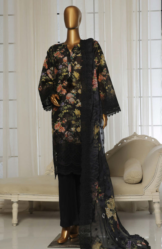 Sadabahar Chikankari Stitched 3 Piece Suit - D-03 - SBD25LFC - Black - Summer Collection