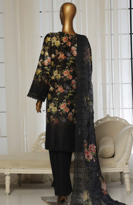 Sadabahar Chikankari Stitched 3 Piece Suit - D-03 - SBD25LFC - Black - Summer Collection