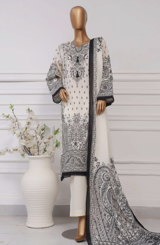 Sadabahar Printed Lawn Stitched 3 Piece Suit - D-03 - SBD25PLCV4 - White - Summer Collection