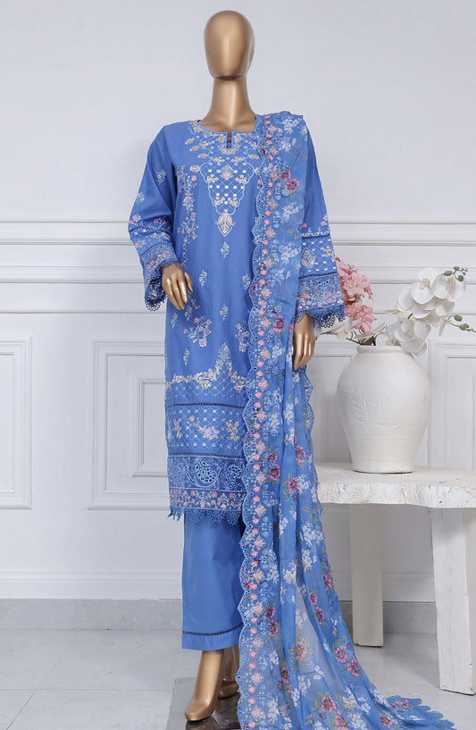 Sadabahar Embroidered Cotton Stitched 3 Piece Suit - D-03 - SB25LES - Blue - Spring Collection
