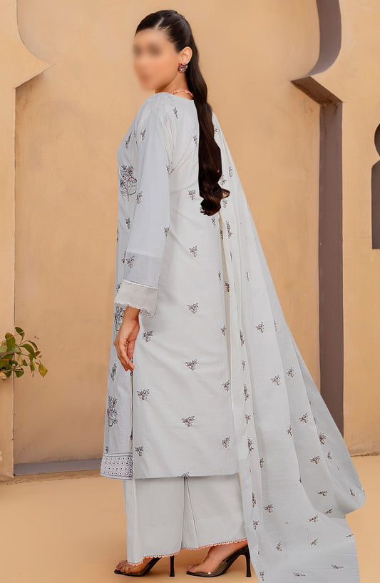 Zarqa by Al karim Embroidered Lawn Unstitched 3 Piece Suit - D-04 - ALK25ZV1 - White - Summer Collection
