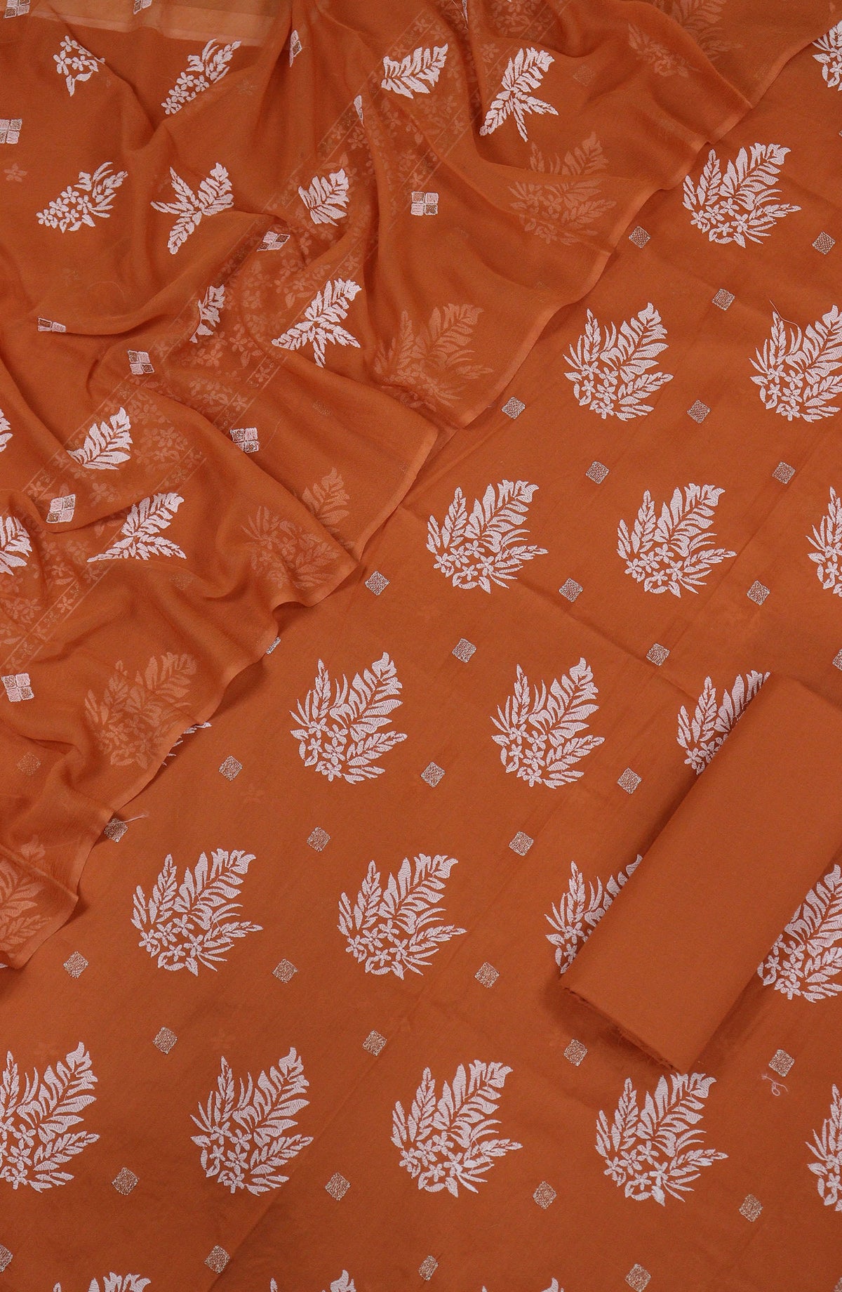 Maria by Amna Khadija Embroidered Lawn Unstitched 3 Piece Suit - D-04 - AM25MREL - Orange - Summer Collection