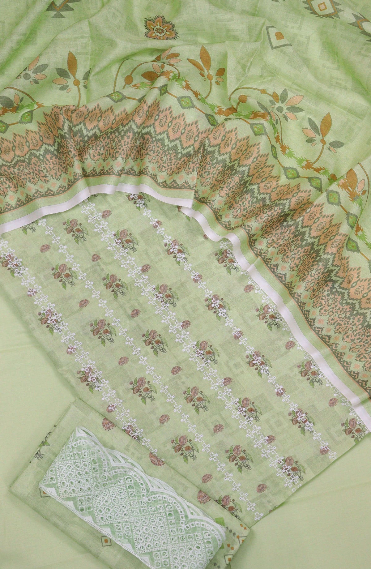 Zehra by Amna Khadija Chikankari Lawn Unstitched 3 Piece Suit - D-04 - AM25ZCL - Green - Summer Collection