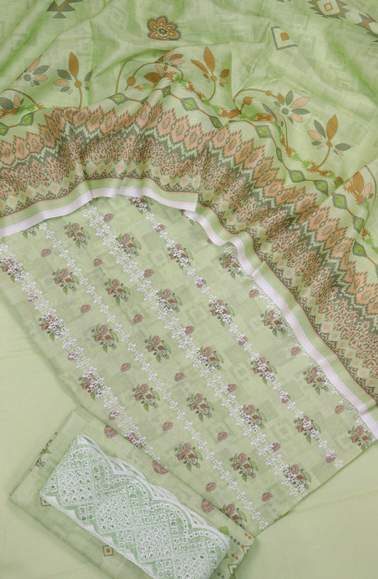 Zehra by Amna Khadija Chikankari Lawn Unstitched 3 Piece Suit - D-04 - AM25ZCL - Green - Summer Collection