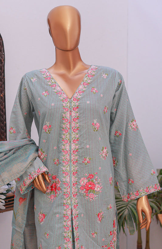 Bin Saeed Self Stripe Stitched 3 Piece Suit - D-04 - BS25EKCR - Blue - Summer Collection