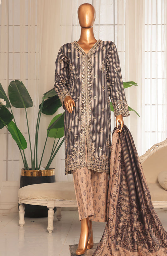 Bin Saeed Embroidered Stitched 3 Piece Suit - D-04 - BS25EKK - Black - Summer Collection