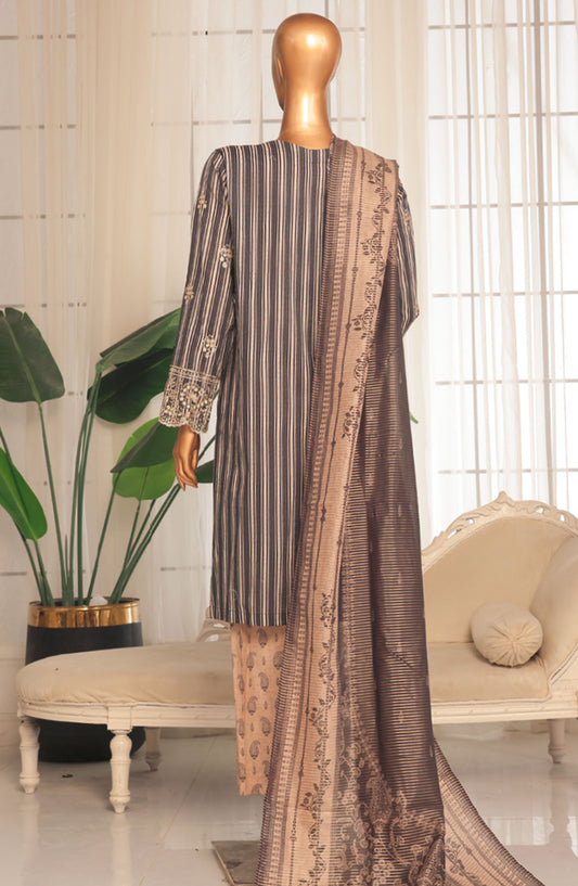 Bin Saeed Embroidered Stitched 3 Piece Suit - D-04 - BS25EKK - Black - Summer Collection