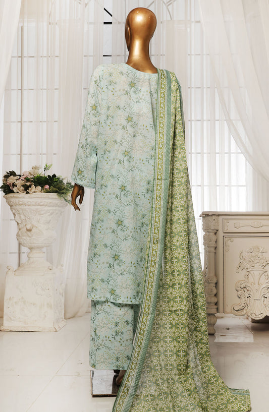 Bin Saeed Printed Lawn Stitched 3 Piece Suit - D-04 - BS25EPLV4 - Blue - Summer Collection