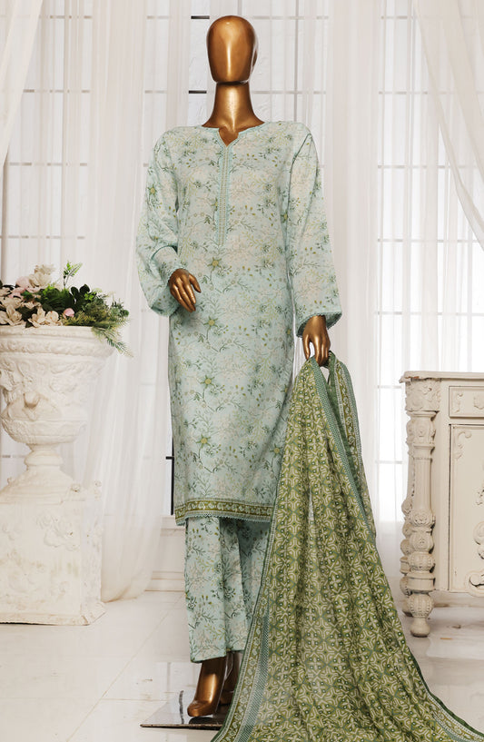 Bin Saeed Printed Lawn Stitched 3 Piece Suit - D-04 - BS25EPLV4 - Blue - Summer Collection