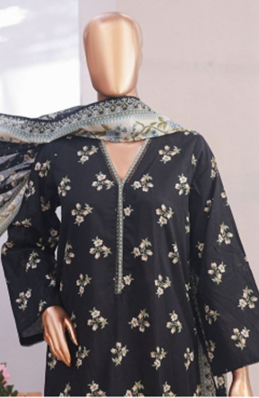 Bin Saeed Printed Lawn Stitched 3 Piece Suit - D-04 - BS25EPLV7 - Black - Summer Collection