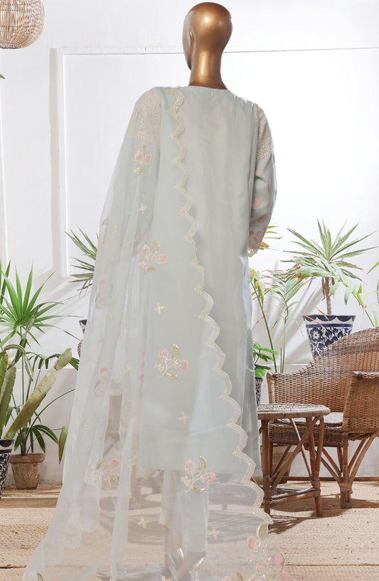 Bin Saeed Embroidered Chiffon Stitched 3 Piece Suit - D-04 - BS25L3PCCC - White - Festive Collection
