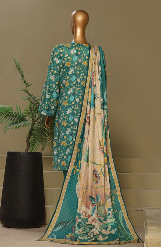 Bin Saeed Chikankari Lawn Stitched 3 Piece Suit - D-04 - BS25LC - Sea Green - Summer Collection