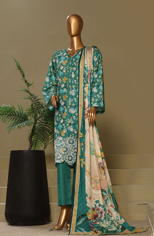 Bin Saeed Chikankari Lawn Stitched 3 Piece Suit - D-04 - BS25LC - Sea Green - Summer Collection