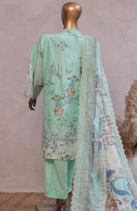 Bin Saeed Embroidered Lawn Stitched 3 Piece Suit - D-04 - BS25LELC - Green - Summer Collection