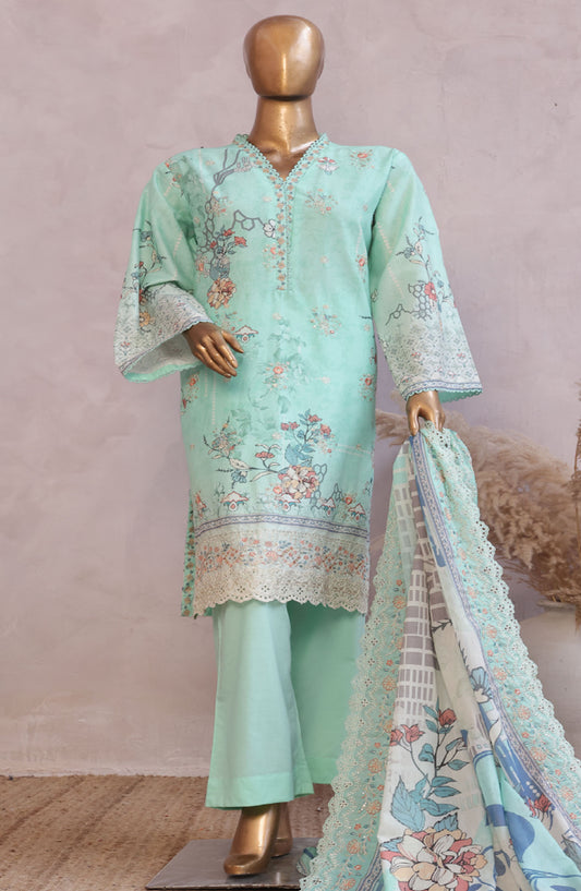 Bin Saeed Embroidered Lawn Stitched 3 Piece Suit - D-04 - BS25LELC - Green - Summer Collection