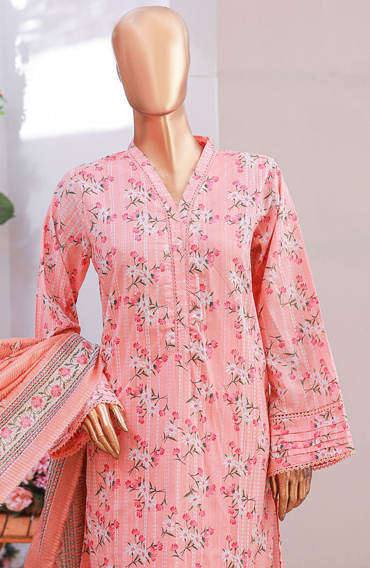 Bin Saeed Printed Lawn Stitched 3 Piece Suit - D-04 - BS25PLV6 - Pink - Summer Collection