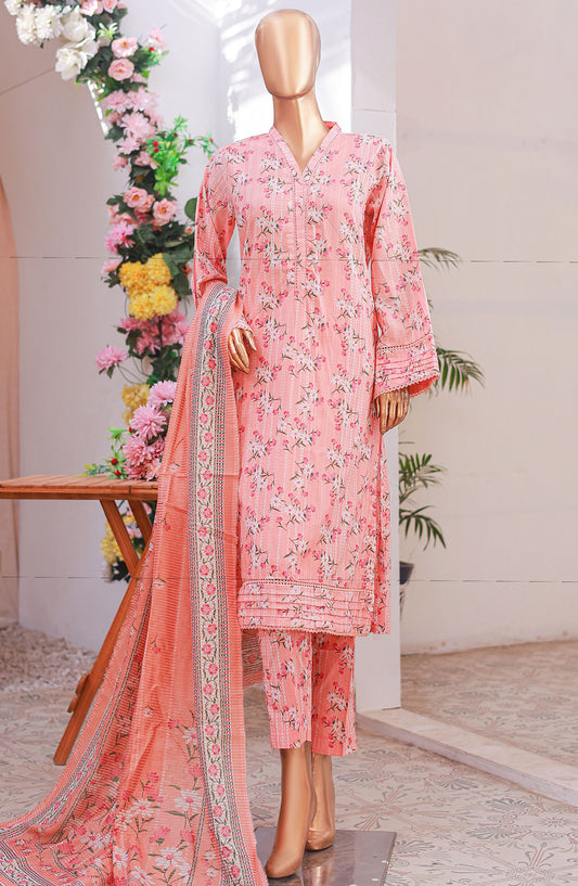 Bin Saeed Printed Lawn Stitched 3 Piece Suit - D-04 - BS25PLV6 - Pink - Summer Collection