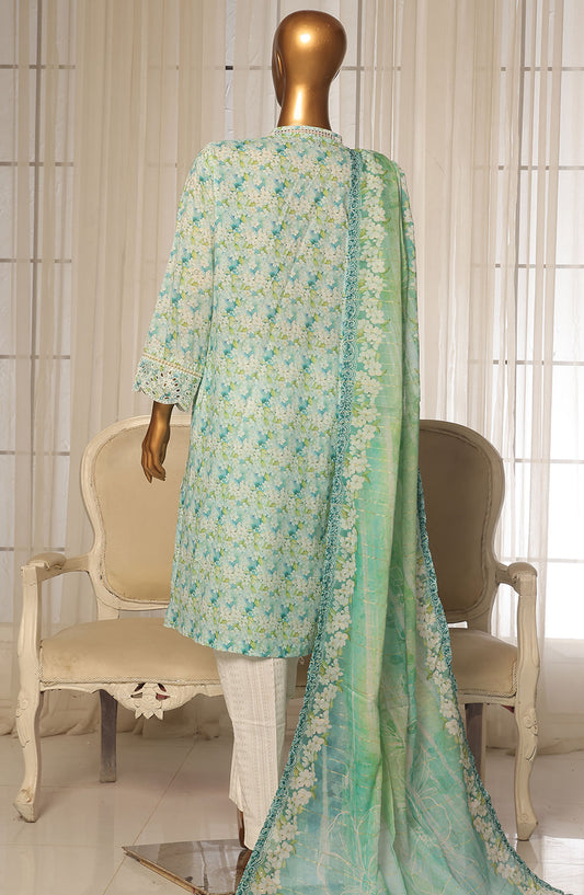 Bin Saeed Chikankari Stitched 3 Piece Suit - D-04 - BS25WNWC - Green - Summer Collection